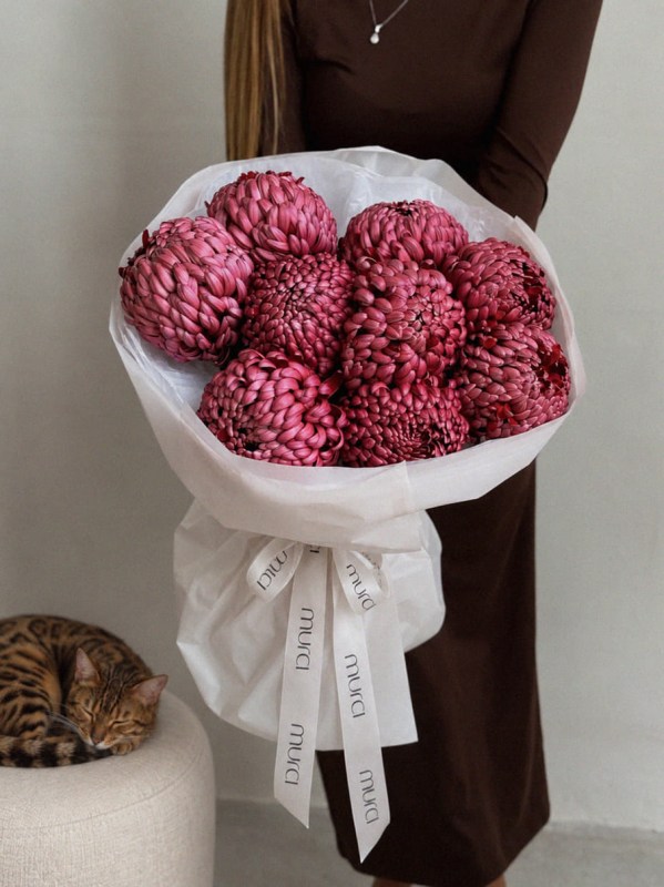Buchet din 9 crizanteme bordo