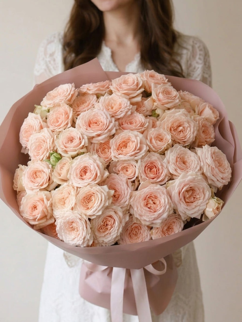 Bouquet of 15 spray roses Peach Dimension