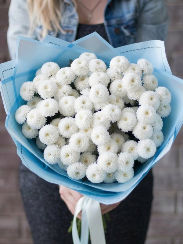Buchet din 11 ramuri de nucă de cocos crizantemă spray alb