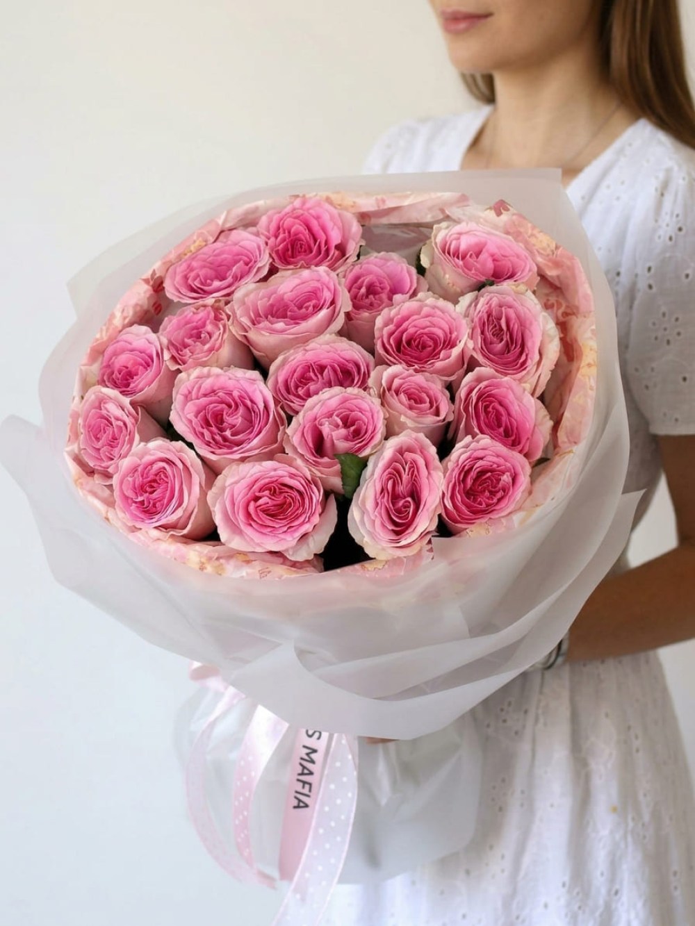Buchet de 19 trandafiri roz Kenya premium