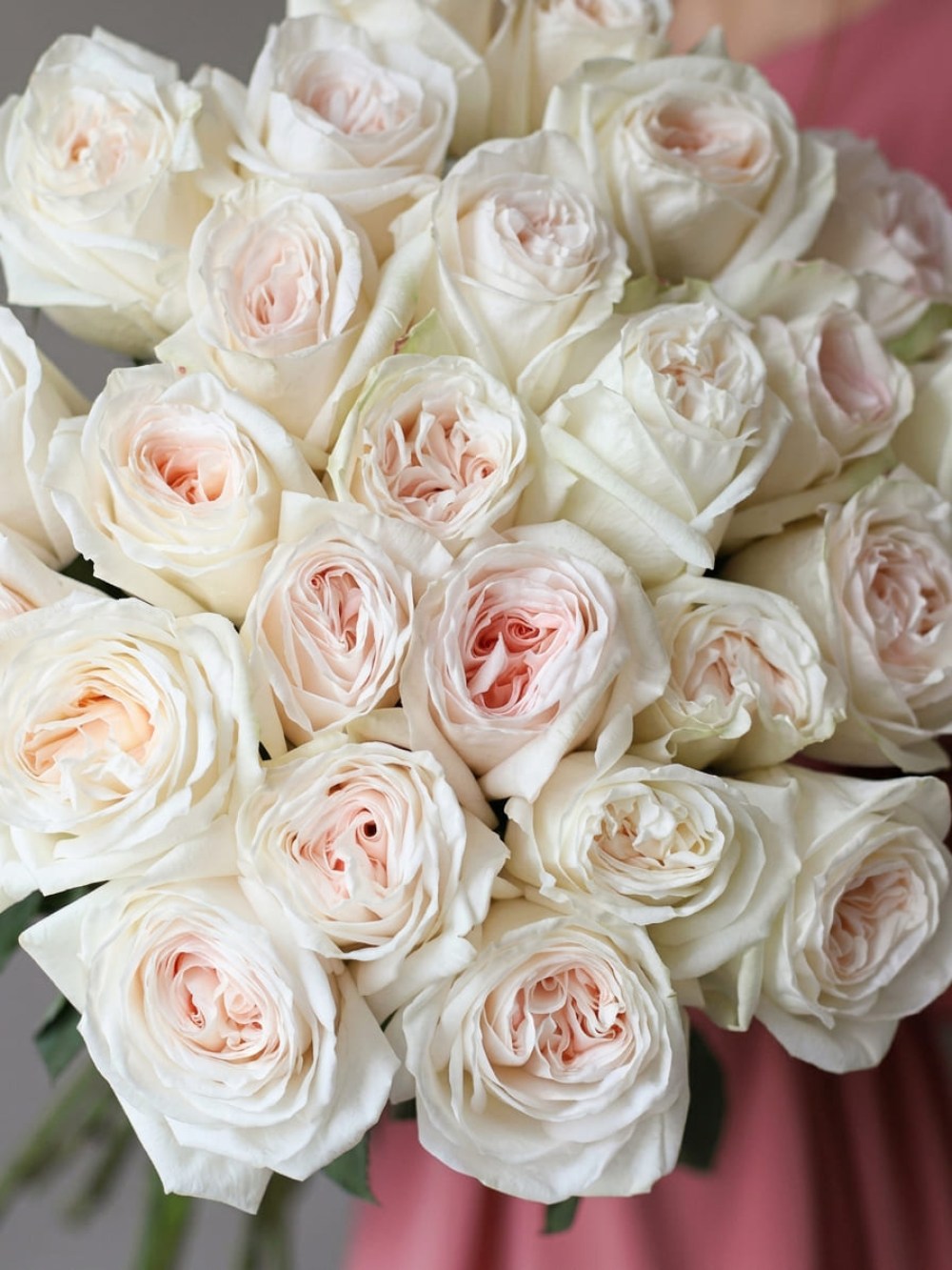 Buchet de 25 de trandafiri tip bujor White O'Hara