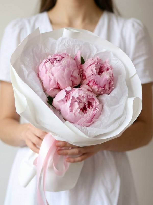 Buchet de 3 bujori Sarah Bernhardt