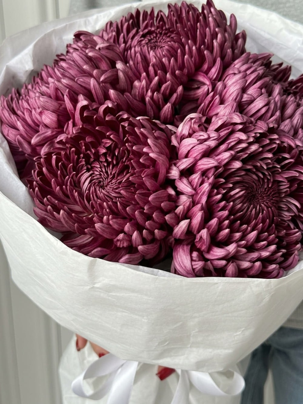 Buchet de 5 crizanteme mov Bigudiuri