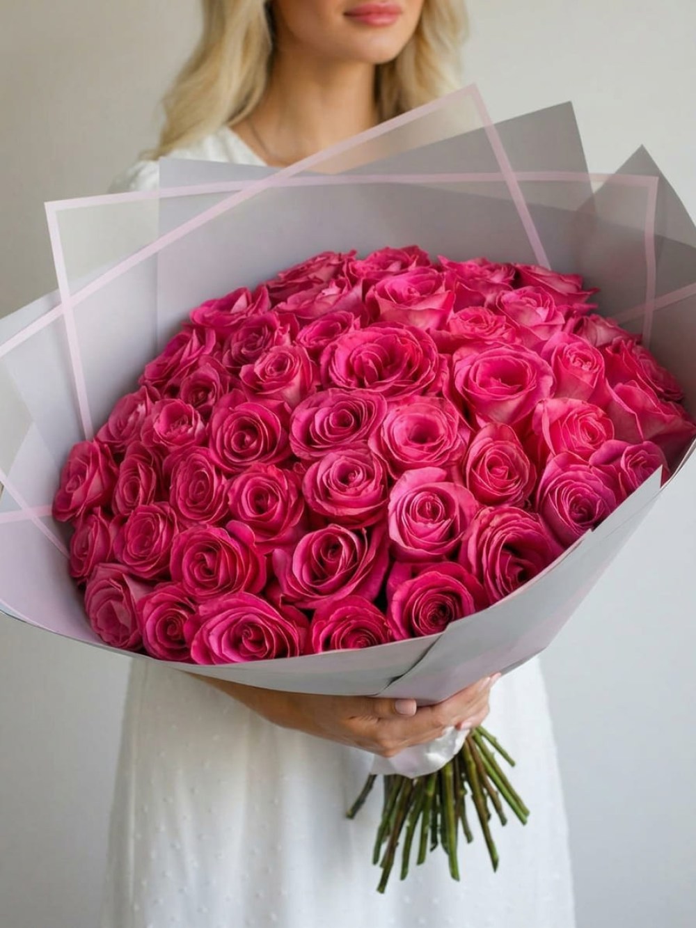 Buchet de 51 de trandafiri zmeurii premium