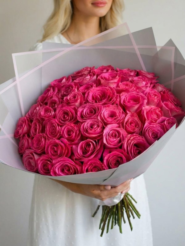 Buchet de 51 de trandafiri zmeurii premium