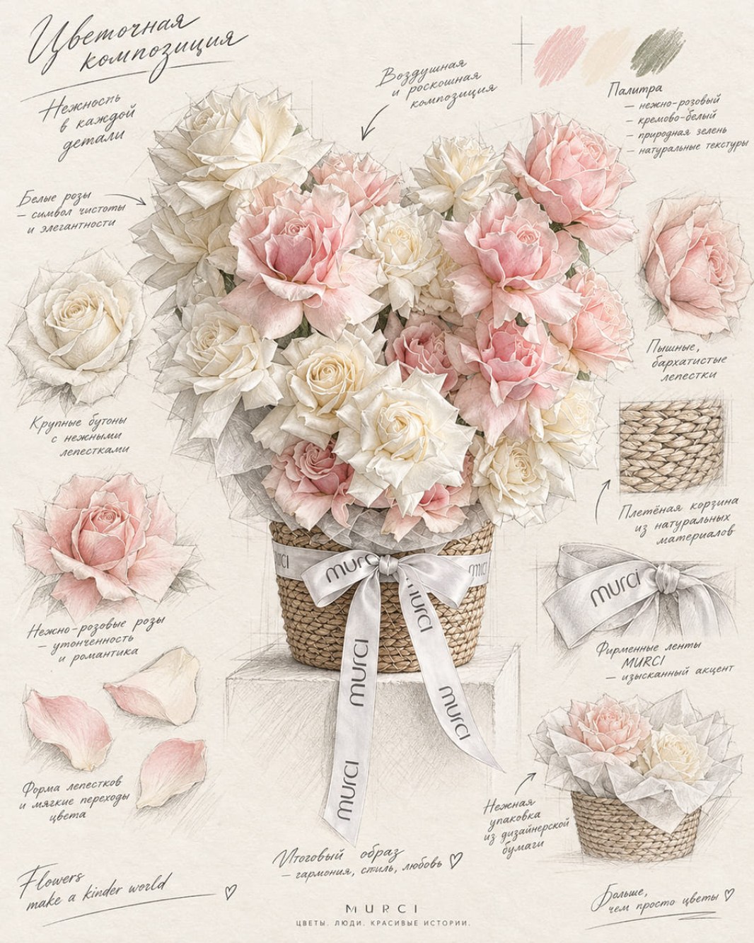 Large Basket of French Roses