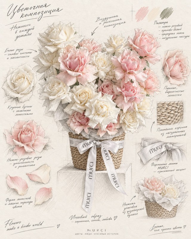Large Basket of French Roses