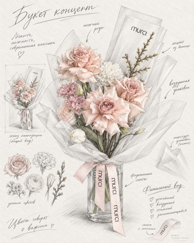 MURCI Collection Designer Bouquet in Powder Tones